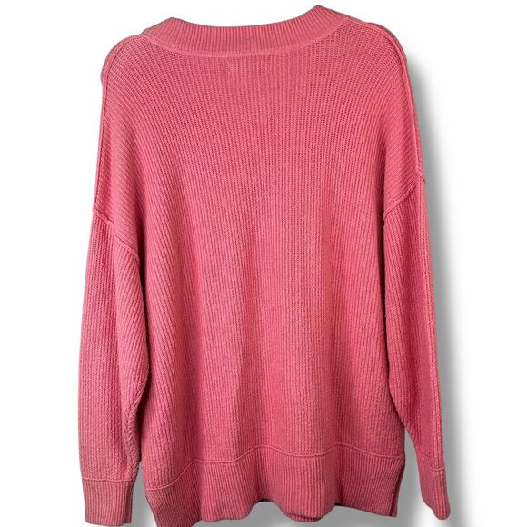 Aerie Coral Pink Very Soft Pullover Knit Ribbed Crewneck Oversized Sweater Small - Picture 2 of 5